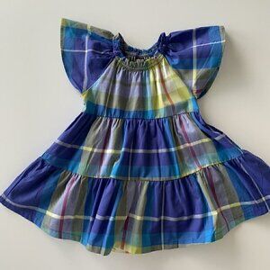 Tea Collection Caribbean Madras Baby Girl Ruffle Sleeve Dress 18-24 Months or 2T